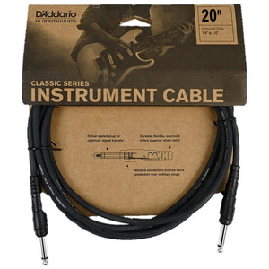 D'Addario PW-CGT-20 Classic Series Instrument Cable, Straight to Straight, 20 ft.