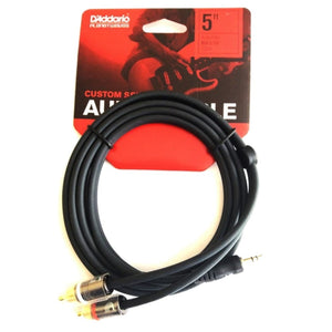 D’Addario PW-MP-05 Custom Series Audio Cable, Dual RCA to Male 1/8″ TRS Stereo, 5 ft.