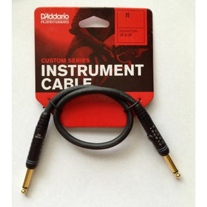 D'Addario PW-PC-01 Custom Series Patch Cable, Straight to Straight, 1 ft.
