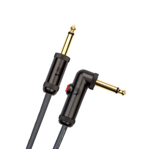 D'Addario PW-AGLRA-20 Circuit Breaker Instrument Cable Right Angle Plug, 20 feet