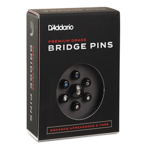 D'Addario PWPS2 Wood Bridge Pins, Ebony/Abalone