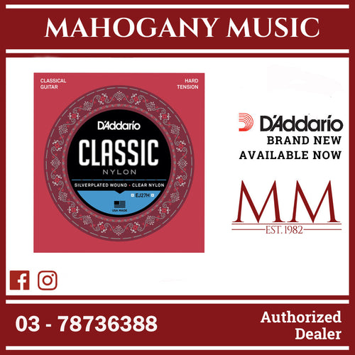 D'Addario EJ27H Nylon Classical Guitar Strings, Hard Tension