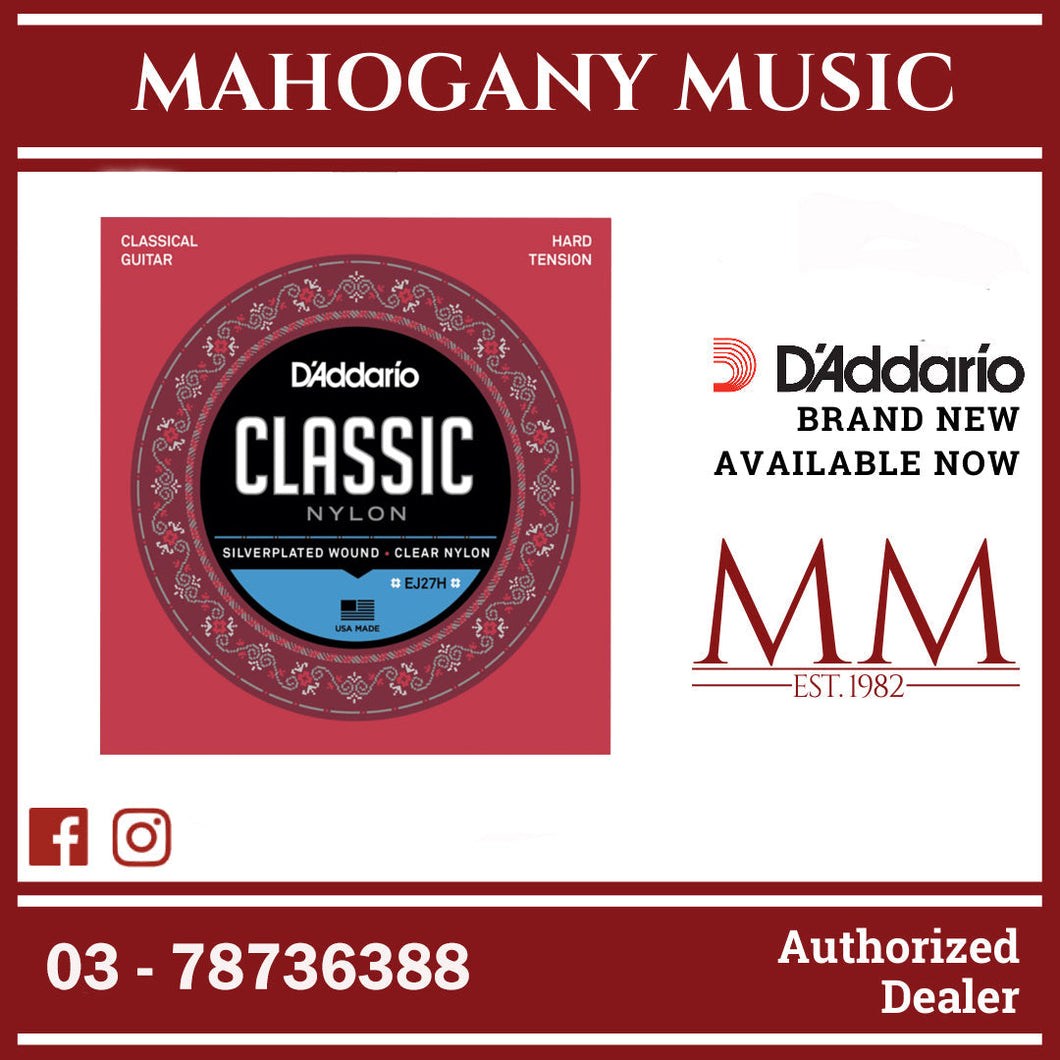 D'Addario EJ27H Nylon Classical Guitar Strings, Hard Tension