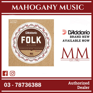 D'Addario EJ32 Silver-Wound/Black Nylon Classical Guitar Strings, Normal Tension Ball End