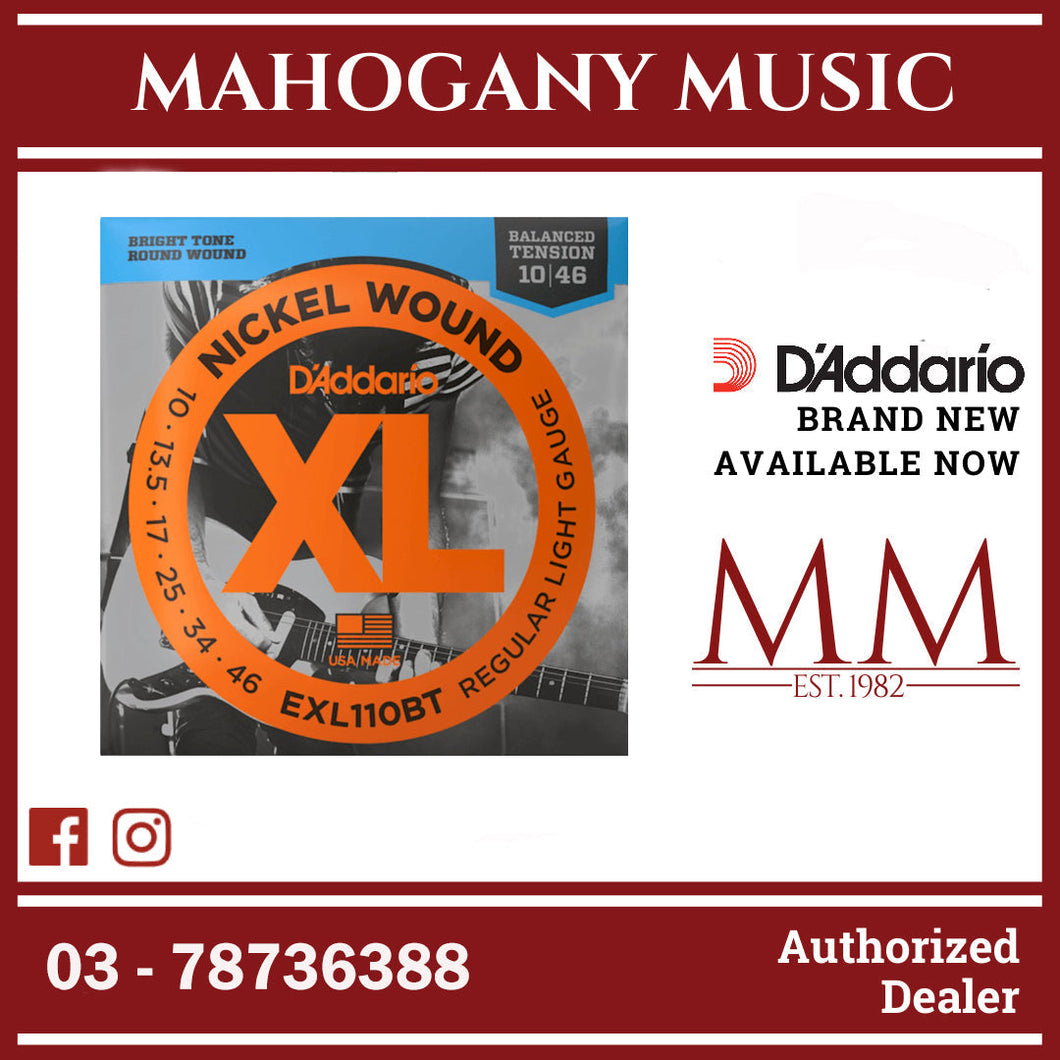 D'Addario EXL110BT XL Nickel Wound Electric Guitar Strings, Balanced Tension Regular Light, 10-46 Gauge