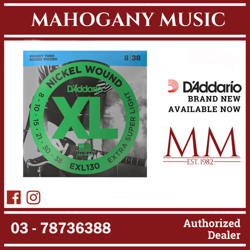 D'Addario EXL130 XL Nickel Wound Electric Guitar Strings, Extra Super Light, 8-38 Gauge