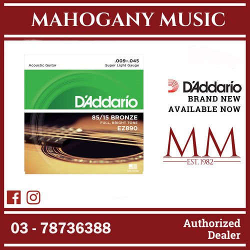 D’Addario EZ890 85/15 Bronze Acoustic Guitar Strings, Super Light, 09-45 Gauge