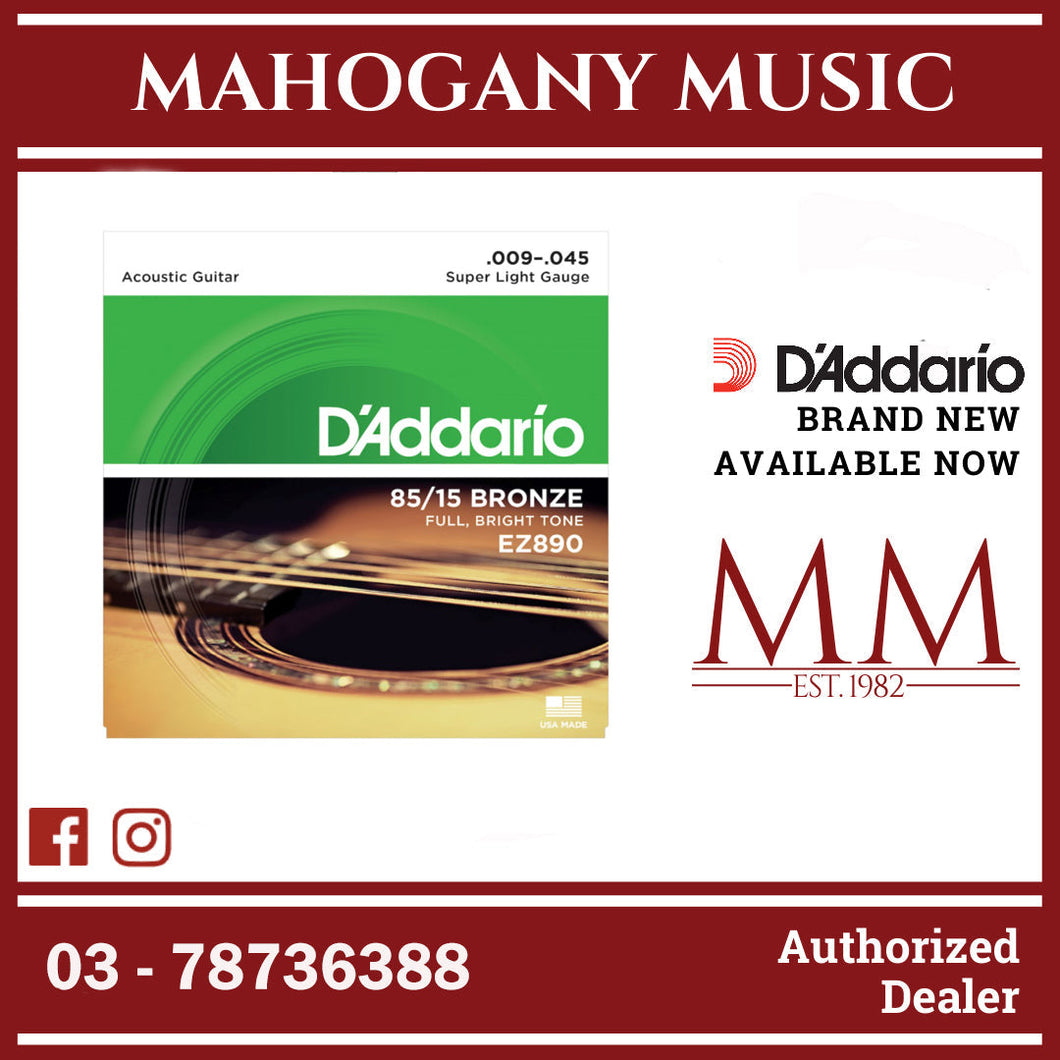 D’Addario EZ890 85/15 Bronze Acoustic Guitar Strings, Super Light, 09-45 Gauge
