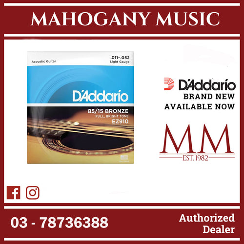 D’Addario EZ910 85/15 Bronze Acoustic Guitar Strings, Light, 11-52 Gauge