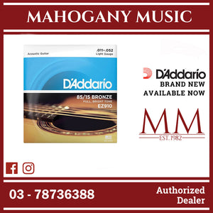 D’Addario EZ910 85/15 Bronze Acoustic Guitar Strings, Light, 11-52 Gauge