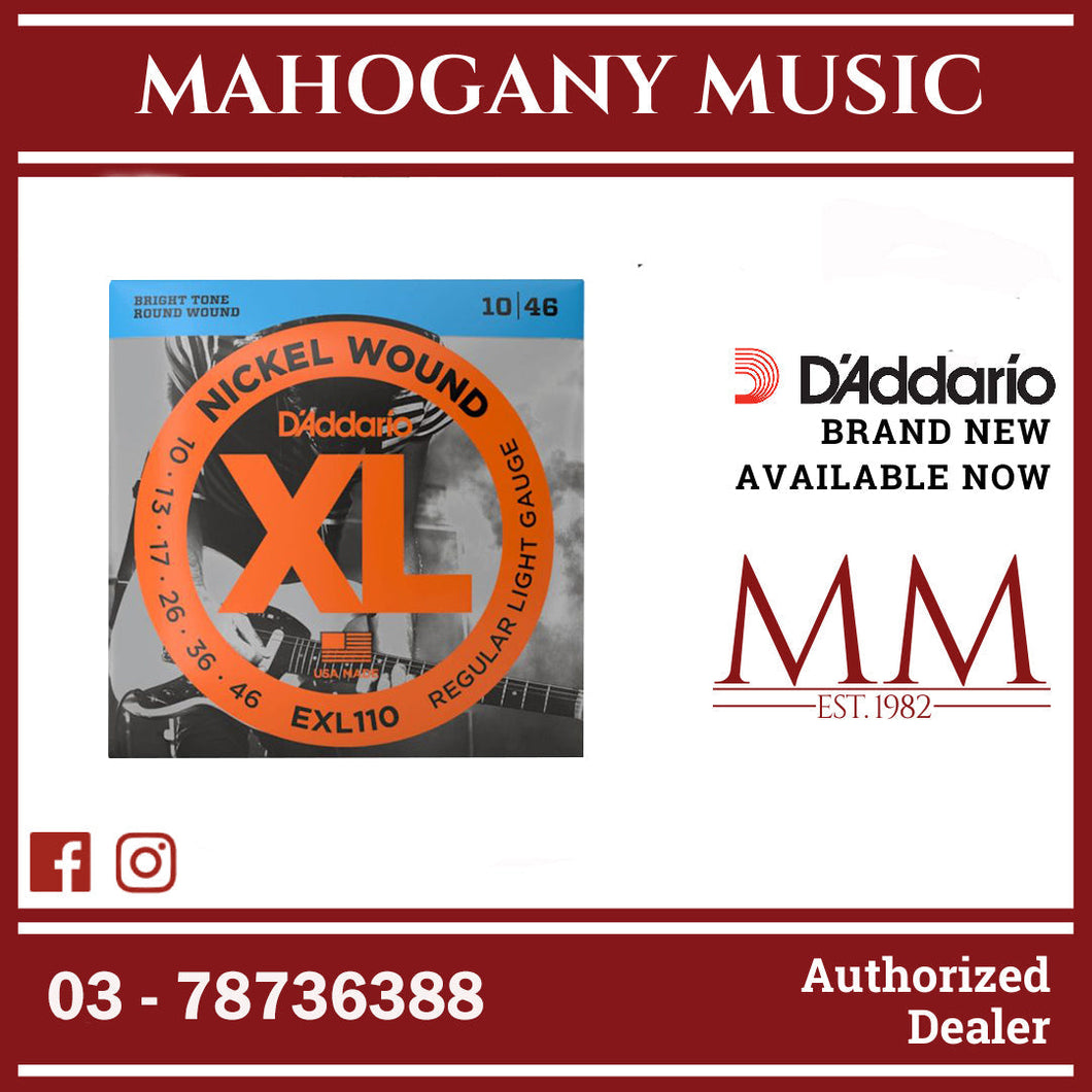D'Addario EXL110 XL Nickel Wound Electric Guitar Strings, Regular Light, 10-46 Gauge
