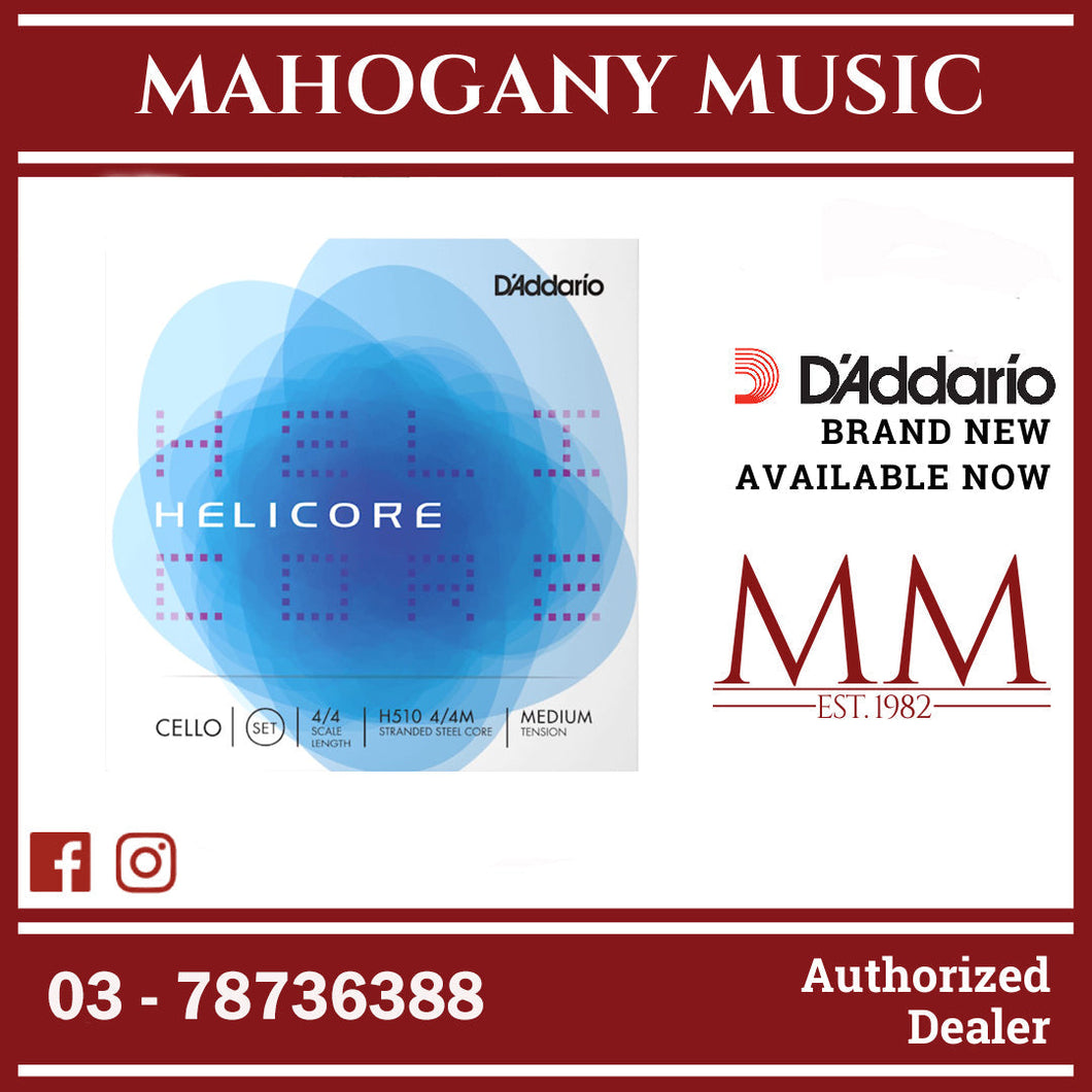 D'Addario H510 4/4M Helicore Cello String Set, 4/4 Scale, Medium Tension