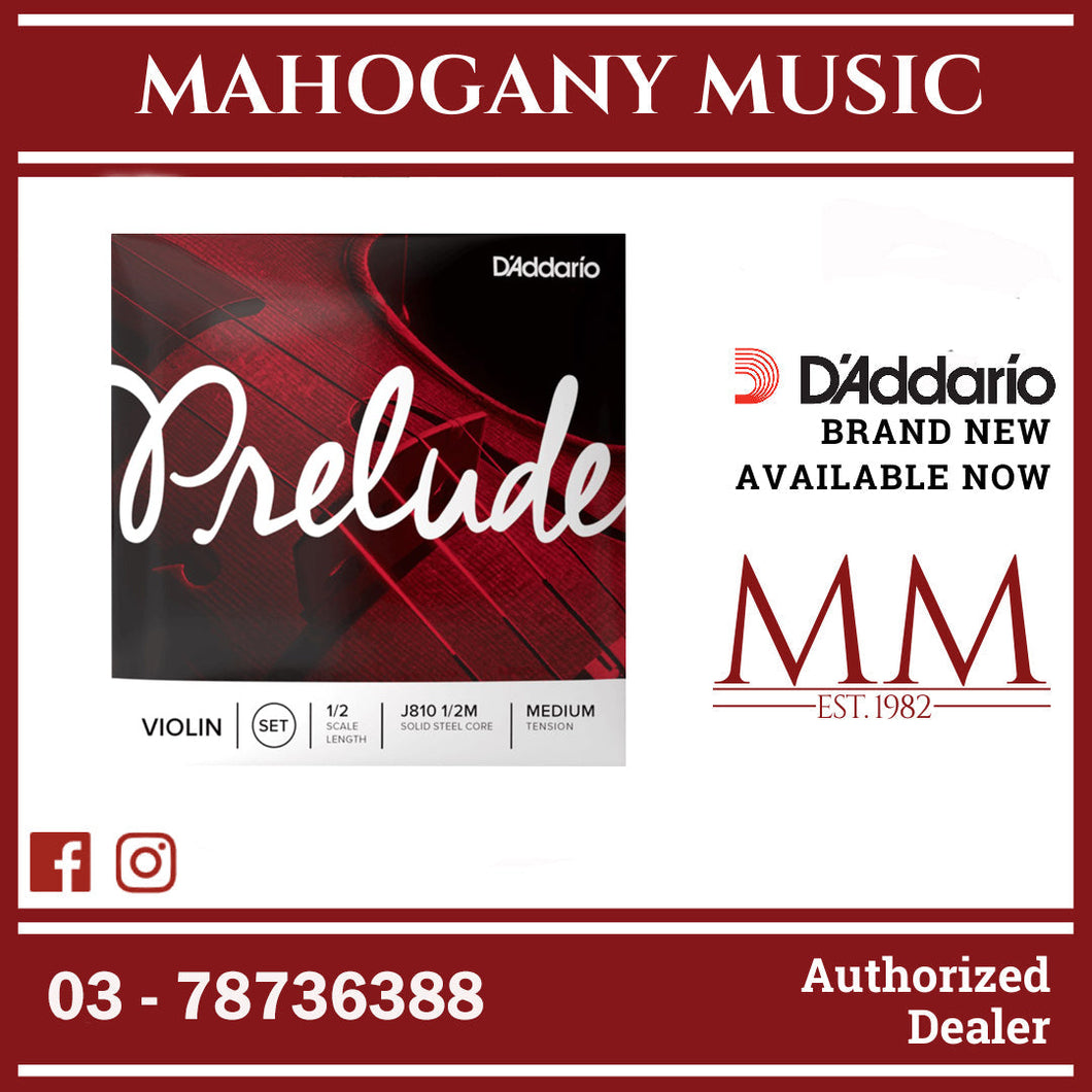 D’Addario J810 1/2M Prelude Violin String Set, 1/2 Scale, Medium Tension