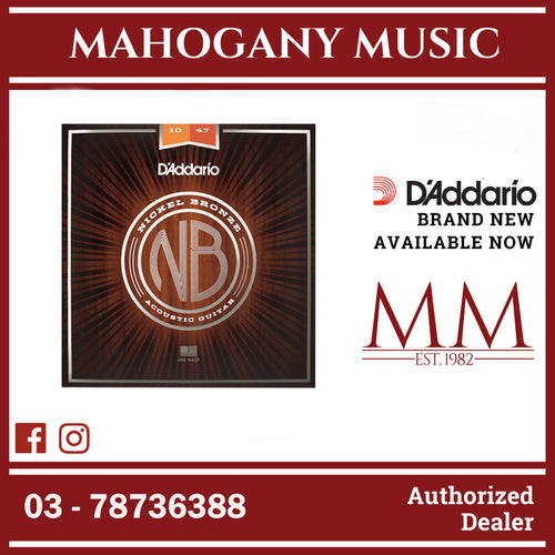 D’Addario NB1047 Nickel Bronze Acoustic Guitar Strings, Extra Light, 10-47 Gauge