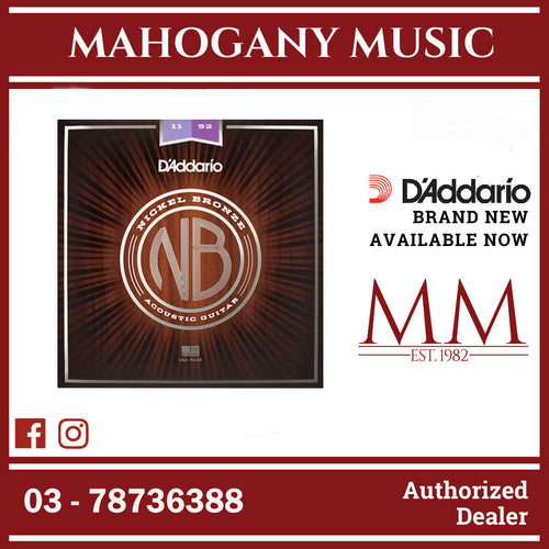 D’Addario NB1152 Nickel Bronze Acoustic Guitar Strings, Custom Light, 11-52 Gauge