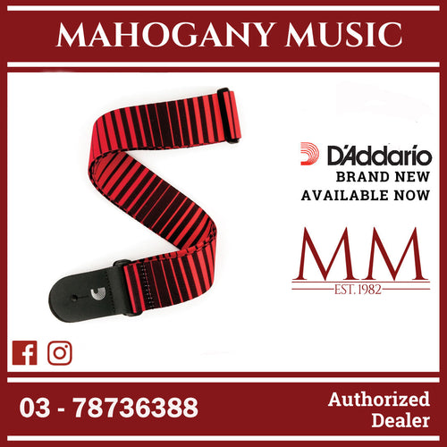 D'Addario P20S1507 Polyester Woven Guitar Strap, Optical Stripes Art, Red