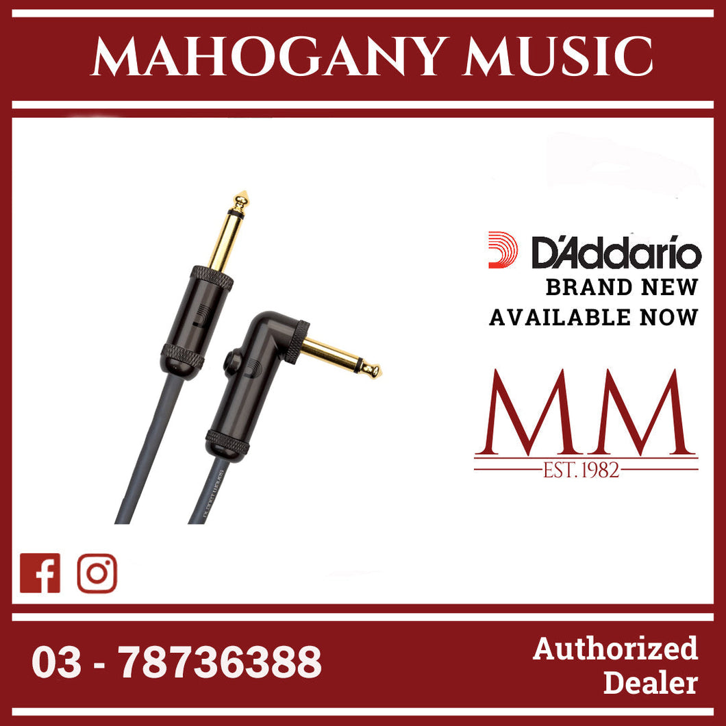D'Addario PW-AGRA-20 Circuit Breaker Instrument Cable, Straight to Right-Angle with Momentary Switch, 20 ft.