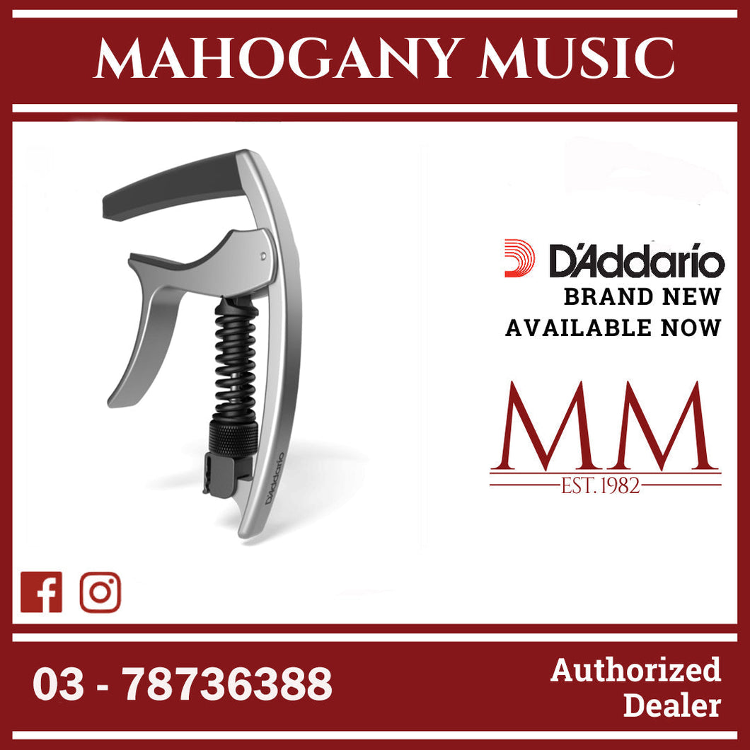 D’Addario PW-CP-09S Tri-Action Capo, Adjustable Tension, Silver