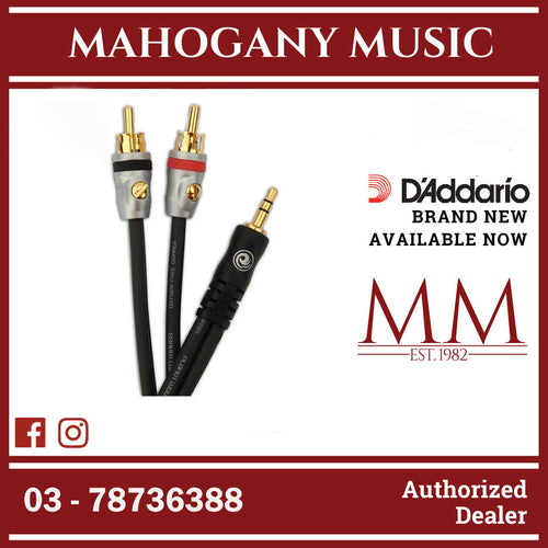 D’Addario PW-MP-05 Custom Series Audio Cable, Dual RCA to Male 1/8″ TRS Stereo, 5 ft.