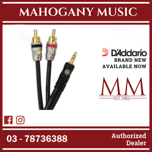 D’Addario PW-MP-05 Custom Series Audio Cable, Dual RCA to Male 1/8″ TRS Stereo, 5 ft.