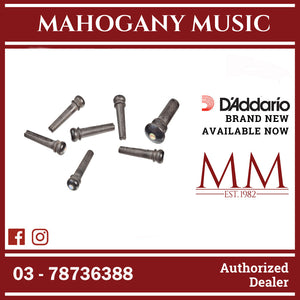D'Addario PWPS2 Wood Bridge Pins, Ebony/Abalone