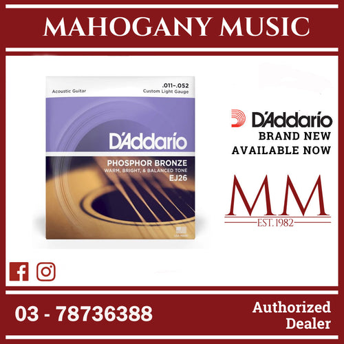 D’Addario EJ26 Phosphor Bronze Acoustic Guitar Strings, Custom Light, 11-52 Gauge