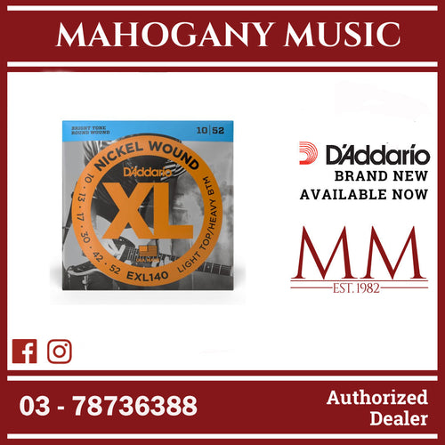 D’Addario EXL140 XL Nickel Wound Electric Guitar Strings, Light Top/Heavy Bottom, 10-52 Gauge
