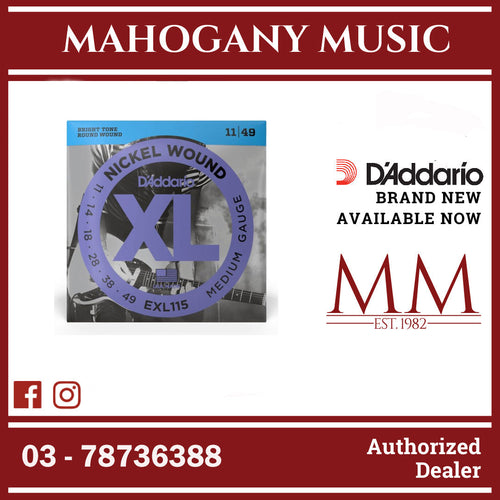 D’Addario EXL115 XL Nickel Wound Electric Guitar Strings, Medium, 11-49 Gauge