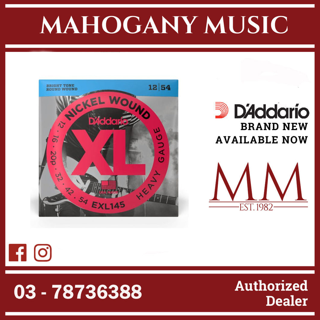 D’Addario EXL145 XL Nickel Wound Electric Guitar Strings, Heavy Plain 3rd, 12-54 Gauge