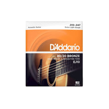 D’Addario EJ10 80/20 Bronze Acoustic Guitar Strings, Extra Light, 10-47 Gauge