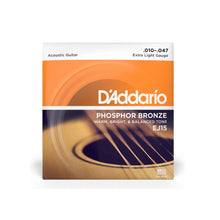 D’Addario EJ15 Phosphor Bronze Acoustic Guitar Strings, Extra Light, 10-47 Gauge