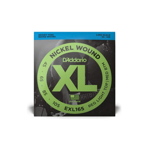 D’Addario EXL165 XL Nickel Wound Electric Bass Strings, Regular Light Top/Medium Bottom, Long Scale, 45-105 Gauge