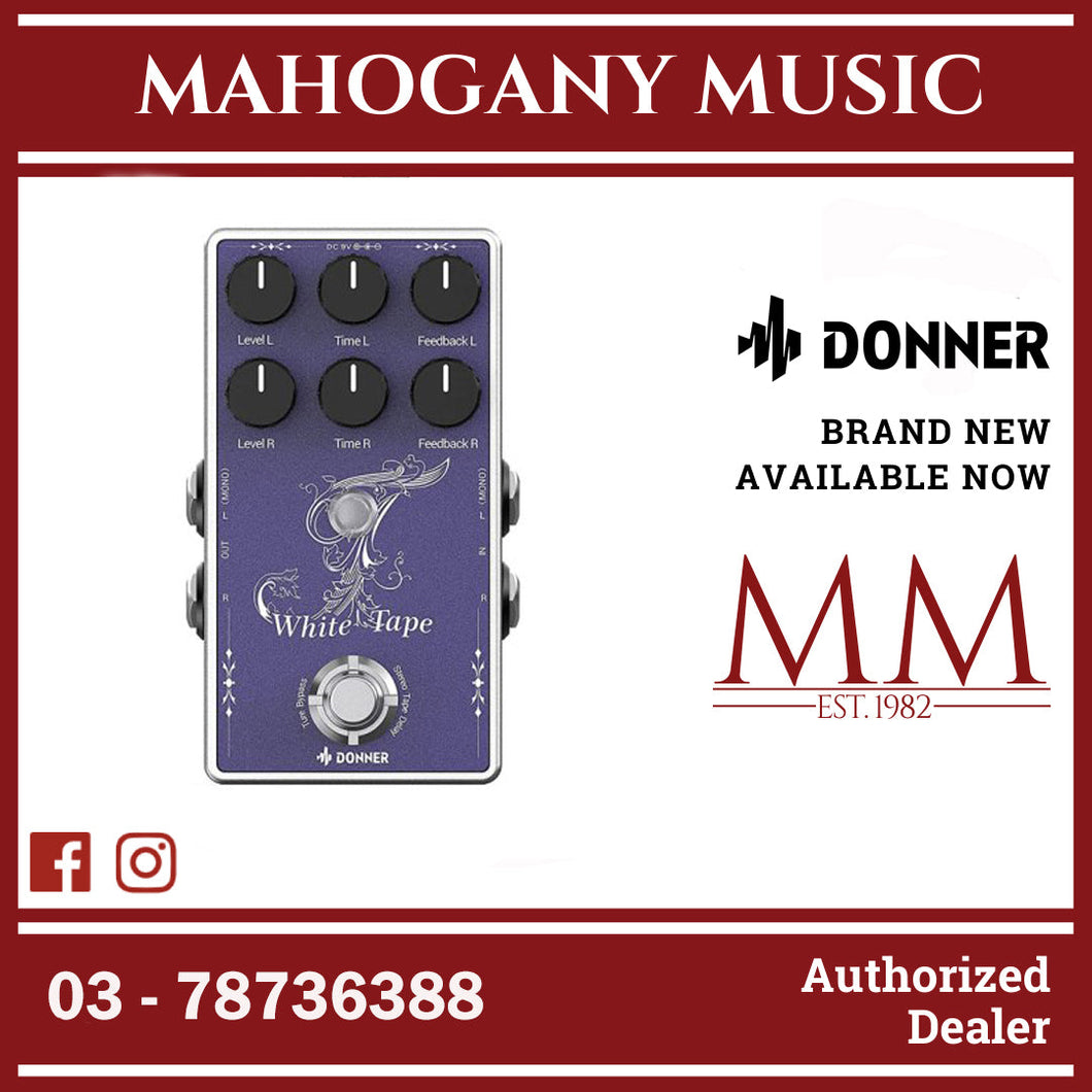 donner delay pedal Donner EC1335 White Tape Delay Pedal – Mahogany Music