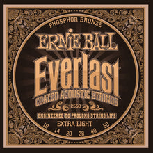 Ernie Ball P02550 Everlast Coated Phosphor Bronze Acoustic Guitar Strings, Extra Light, 10-50 Gauge