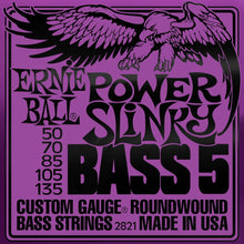 Ernie Ball P02821 Power Slinky Nickel Wound 5-String Electric Bass Strings, 50-135 Gauge