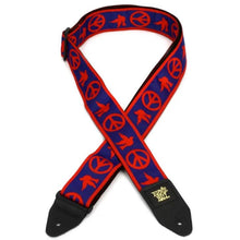 Ernie Ball P04698 Jacquard Guitar Strap, Red and Blue Peace Love Dove