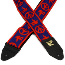 Ernie Ball P04698 Jacquard Guitar Strap, Red and Blue Peace Love Dove