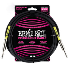 Ernie Ball P06048 Straight to Straight Instrument Cable, Black, 10ft