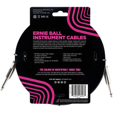 Ernie Ball P06048 Straight to Straight Instrument Cable, Black, 10ft