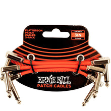 Ernie Ball P06401 Flat Ribbon Pedalboard Patch Cable, Right Angle to Right Angle, Red, 3 inch, 3-Pack