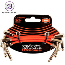 Ernie Ball P06401 Flat Ribbon Pedalboard Patch Cable, Right Angle to Right Angle, Red, 3 inch, 3-Pack
