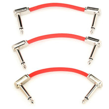Ernie Ball P06401 Flat Ribbon Pedalboard Patch Cable, Right Angle to Right Angle, Red, 3 inch, 3-Pack