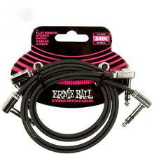 Ernie Ball P06406 Flat Ribbon Stereo Patch Cable, Right Angle to Right Angle, Black, 24-inch, 2-Pack