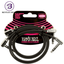 Ernie Ball P06406 Flat Ribbon Stereo Patch Cable, Right Angle to Right Angle, Black, 24-inch, 2-Pack