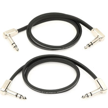 Ernie Ball P06406 Flat Ribbon Stereo Patch Cable, Right Angle to Right Angle, Black, 24-inch, 2-Pack
