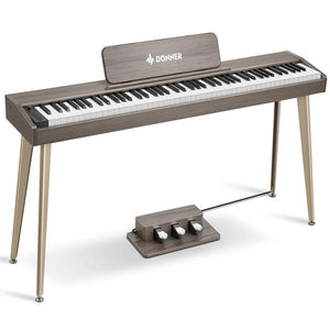 Donner EC6787 DDP-60 Semi-Weighted Upright Digital Piano, Gray Brown