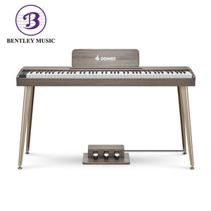 Donner EC6787 DDP-60 Semi-Weighted Upright Digital Piano, Gray Brown