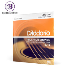 D’Addario EJ15 Phosphor Bronze Acoustic Guitar Strings, Extra Light, 10-47 Gauge