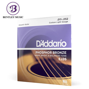 D’Addario EJ26 Phosphor Bronze Acoustic Guitar Strings, Custom Light, 11-52 Gauge
