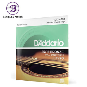 D’Addario EZ920 85/15 Bronze Acoustic Guitar Strings, Medium Light, 12-54 Gauge